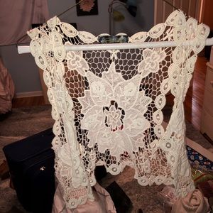 Crochet white cardigan vest